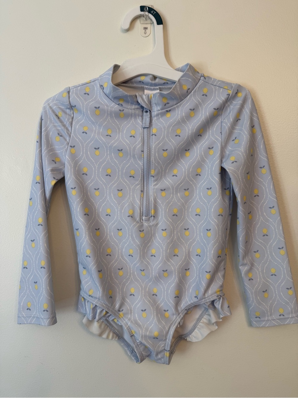 Carter’s 4T Lemon Print Long Sleeve Rash Guard Swimsuit